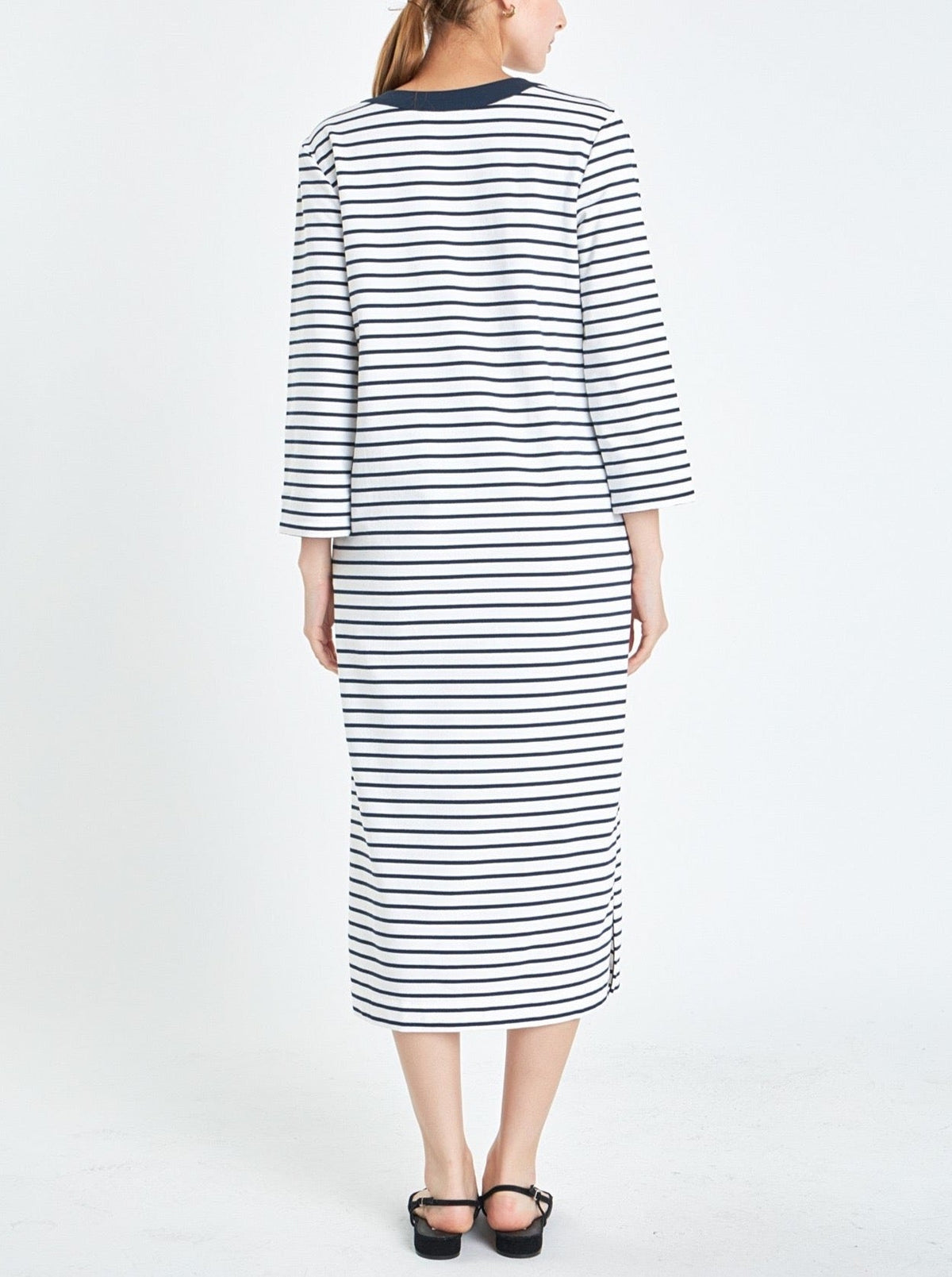 V-Neck Midi Dress with Pockets