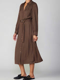 Balloon Sleeve Belted Shirt Dress