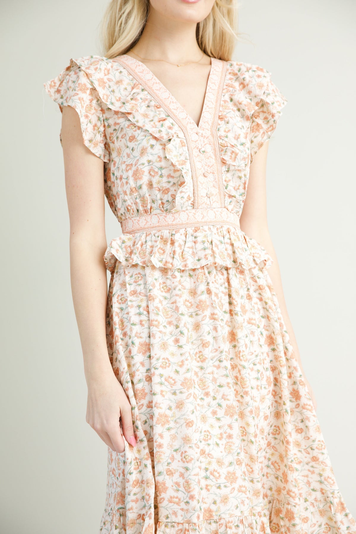 Floral Print A-Line Midi Dress