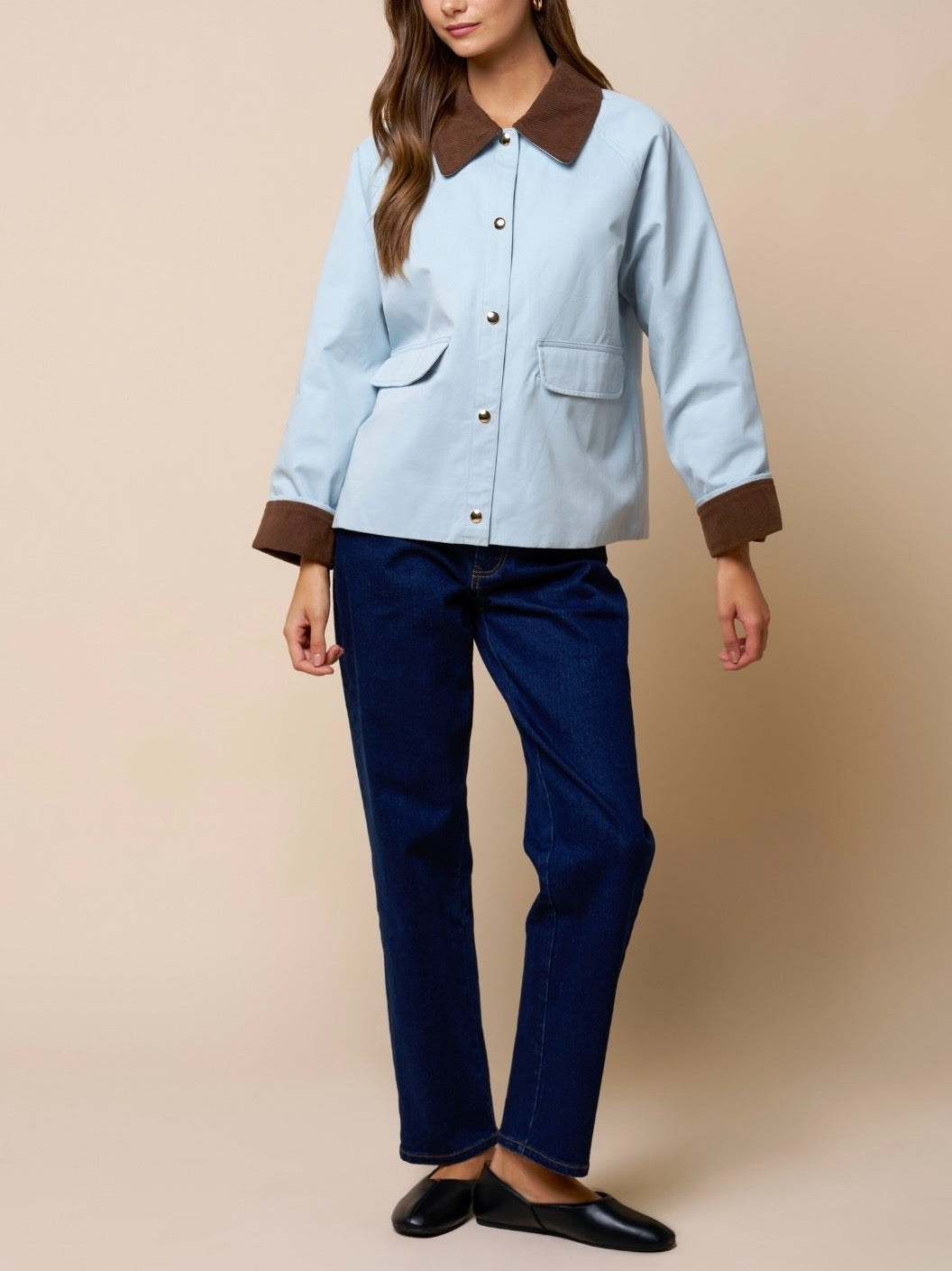Corduroy Collar Cotton Barn Jacket