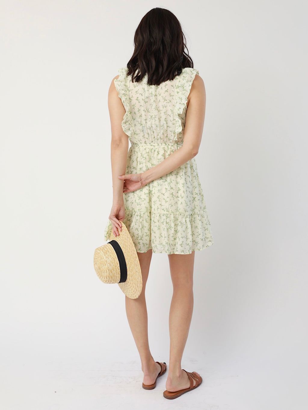 Floral Ruffled Neck Lace Bodice Dress