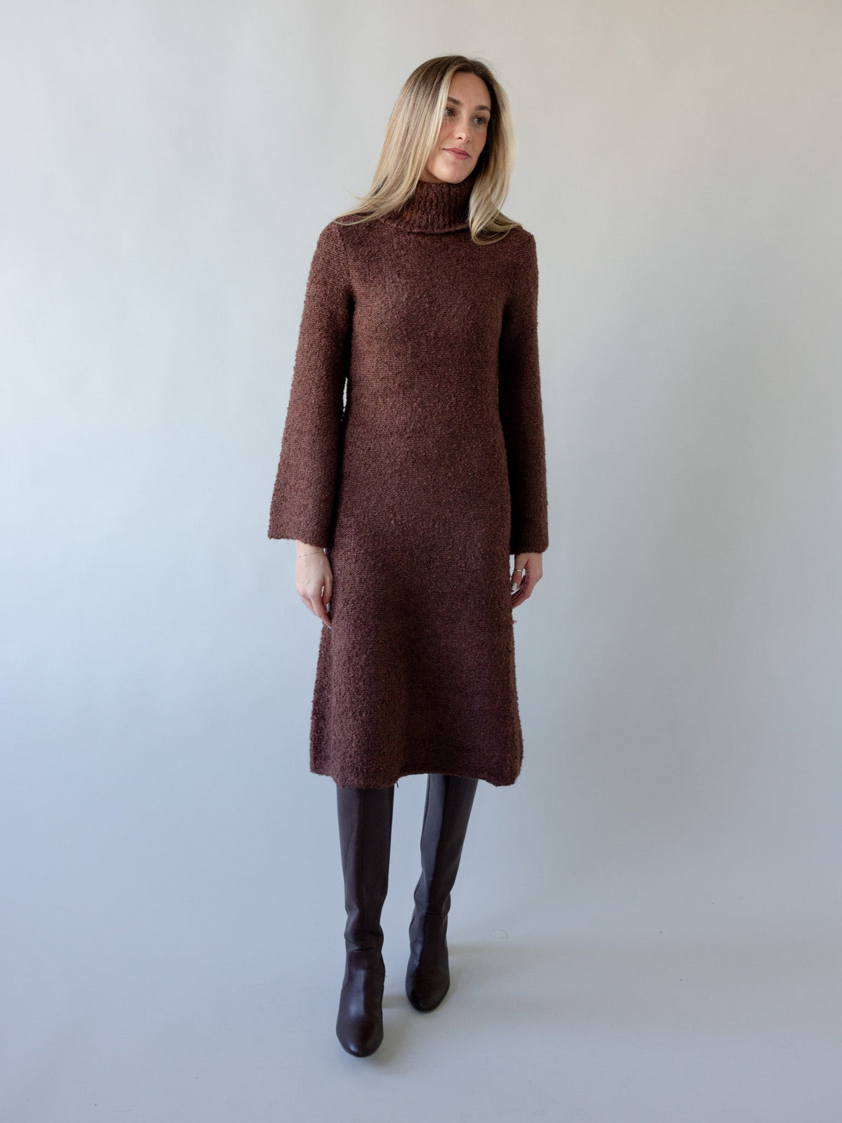 Turtleneck Bell Sleeve Sweater Dress