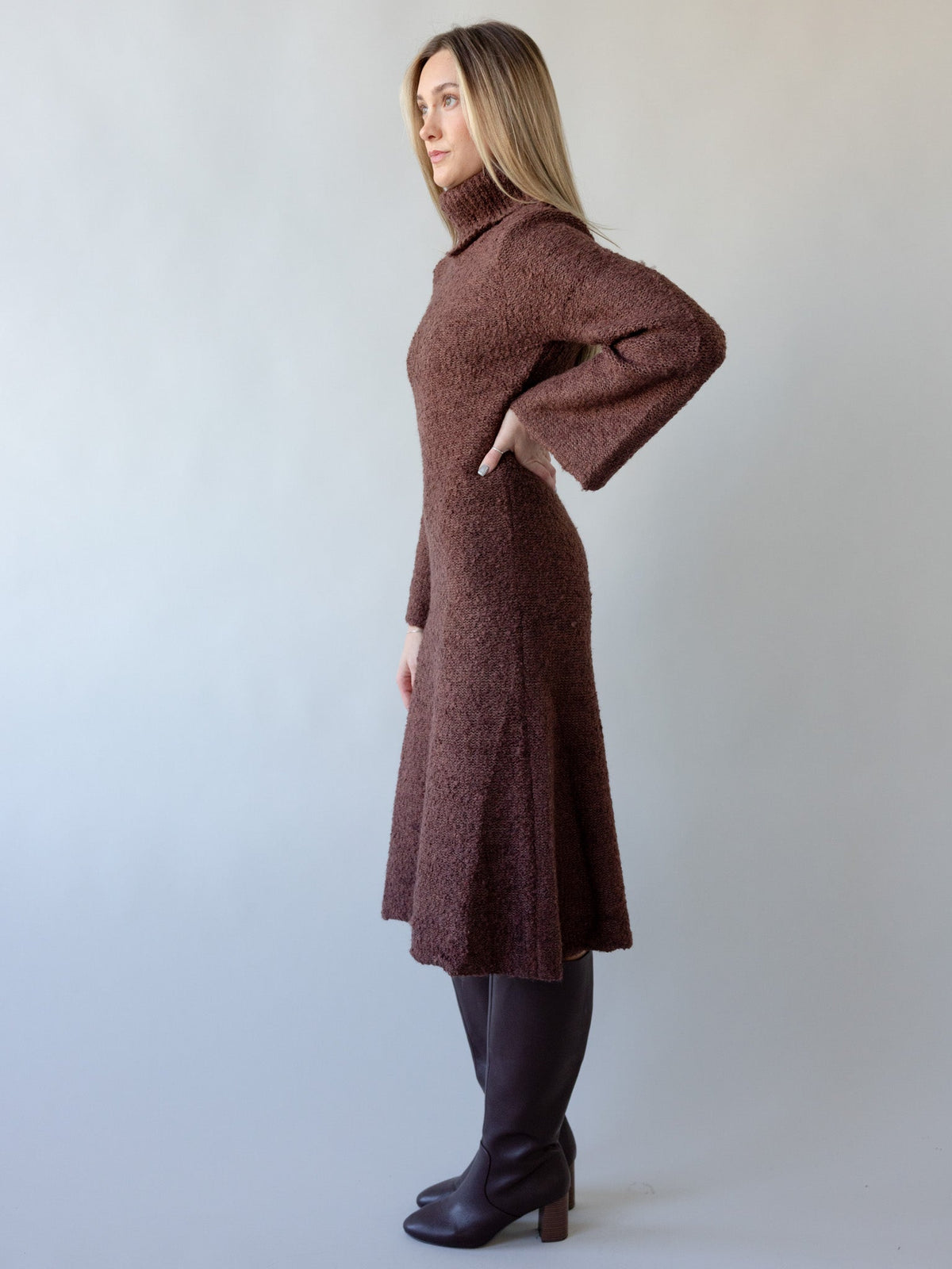 Turtleneck Bell Sleeve Sweater Dress