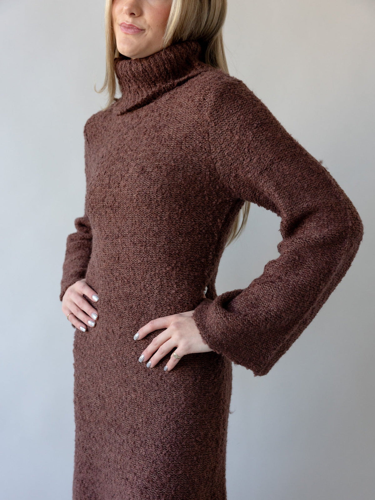 Turtleneck Bell Sleeve Sweater Dress
