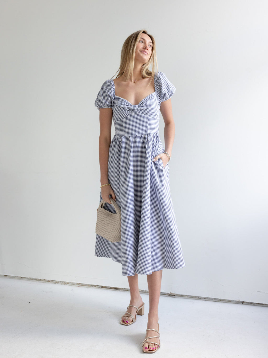 Kariertes Herzausschnittkleid