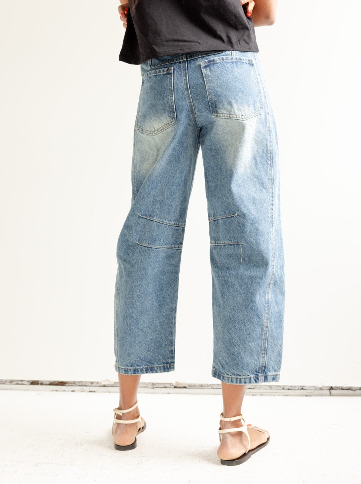 Cropped Barrel Leg Denim Trouser