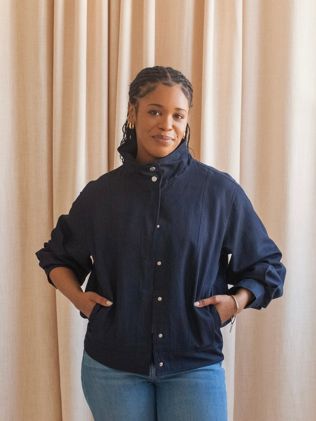 Oversized Snap Front Bomber Jacket