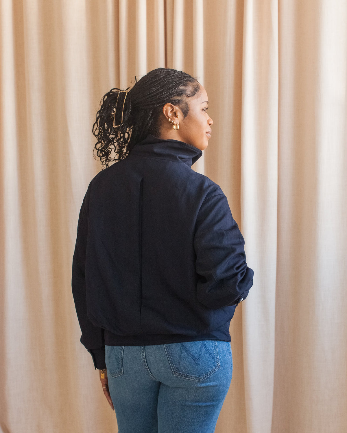 Oversized Snap Front Bomber Jacket