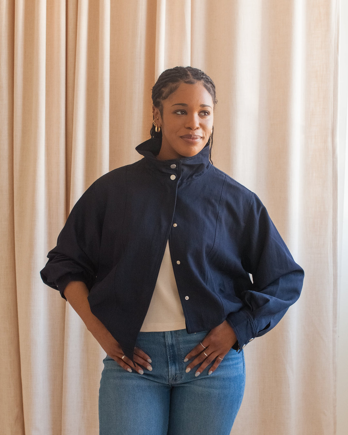 Oversized Snap Front Bomber Jacket