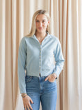 High Neck Button Knit Cardigan - Sky