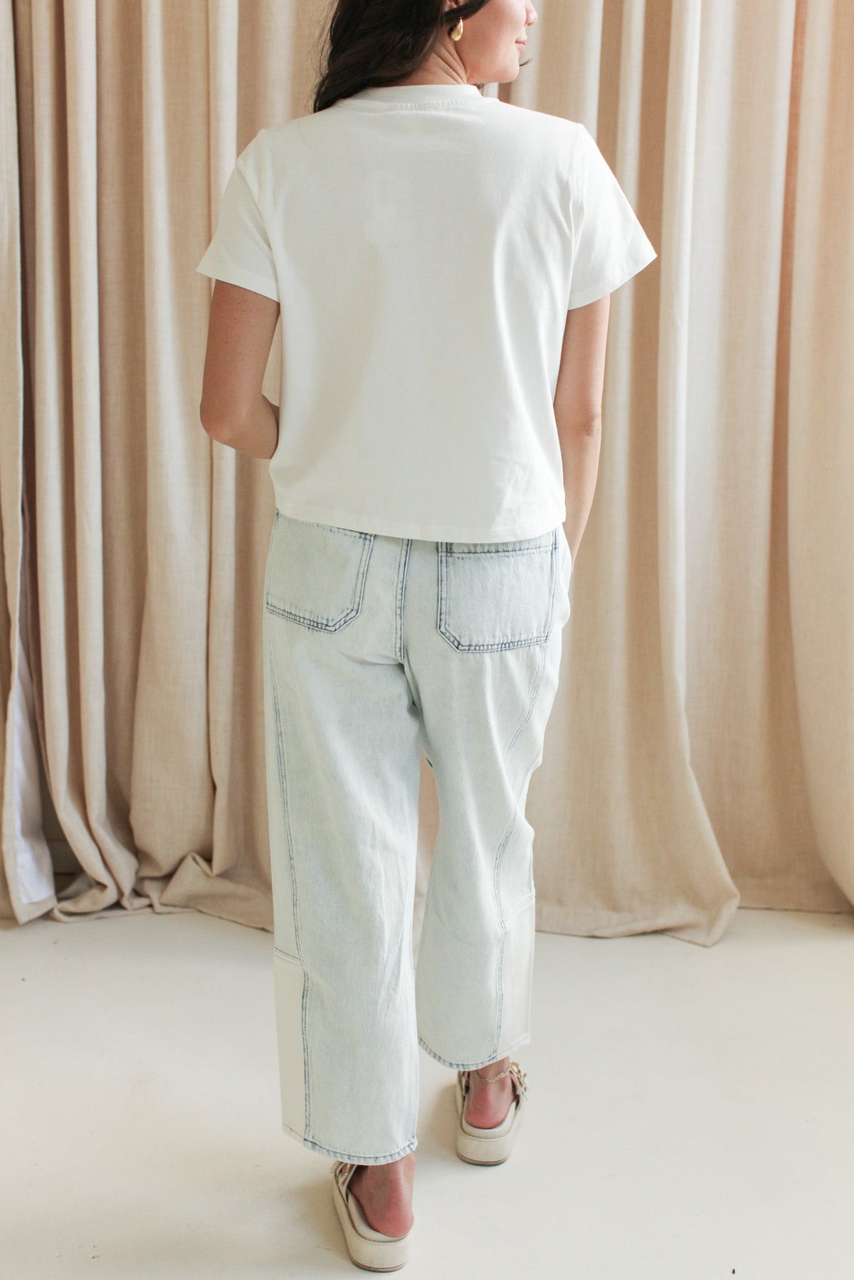 Light Wash Barrel Leg Denim Pants