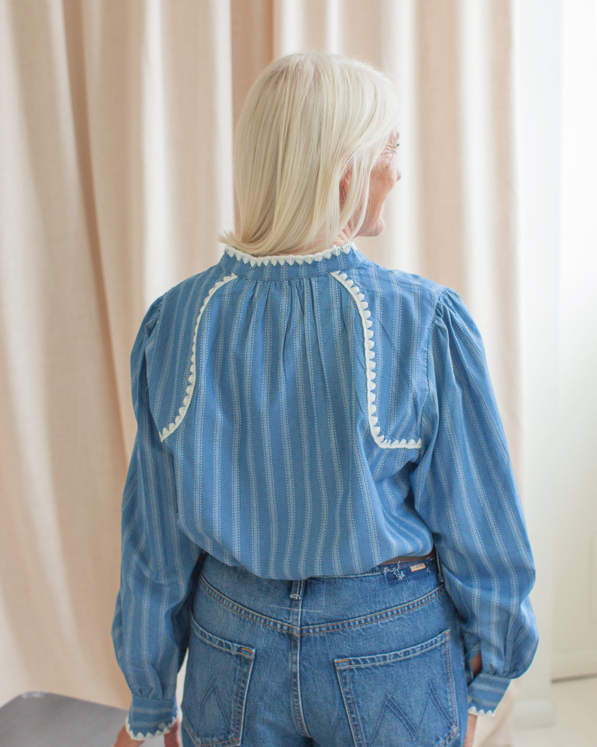 Embroidered High Neck Blouse
