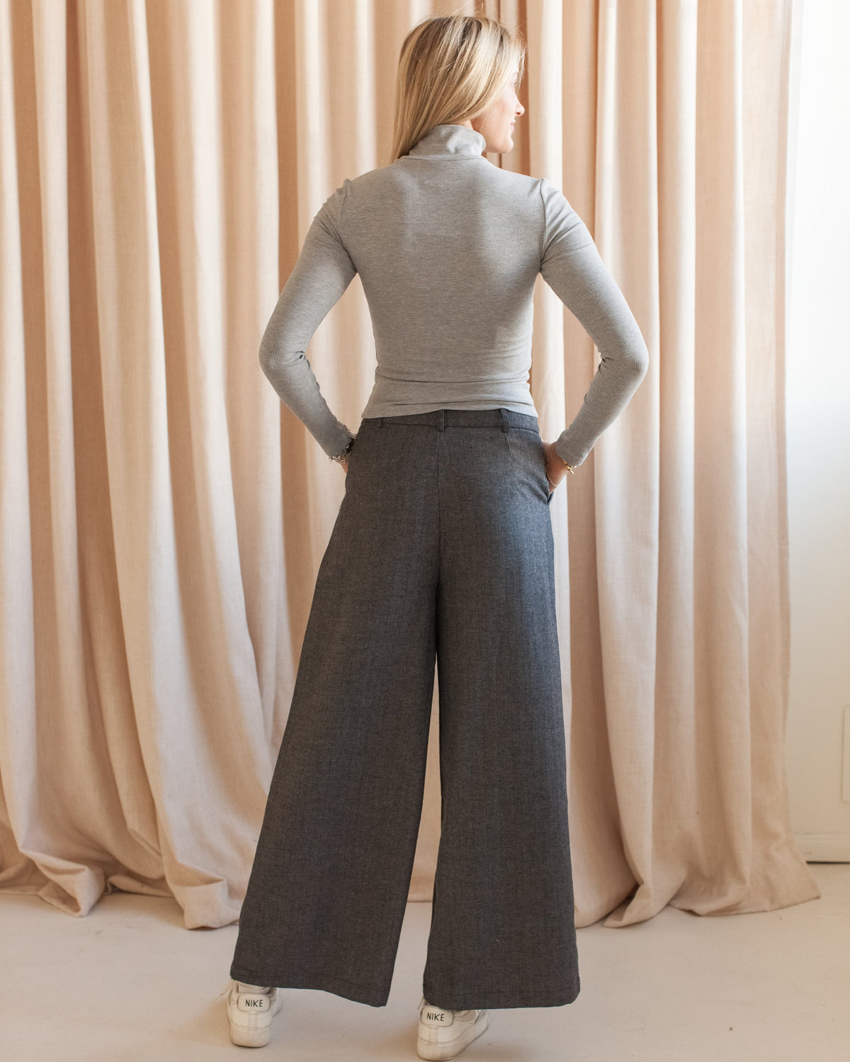 Herringbone Wide Leg Trouser