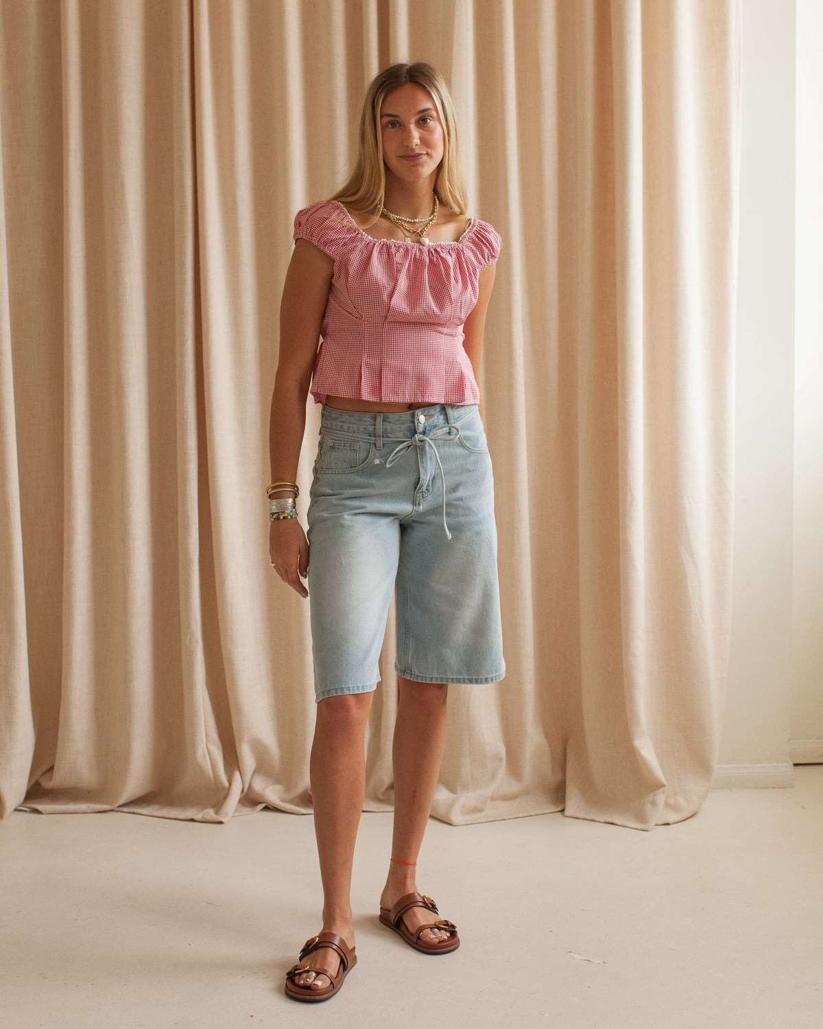 High-Rise Denim Shorts