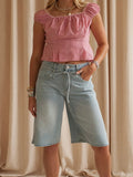 High-Rise Denim Shorts