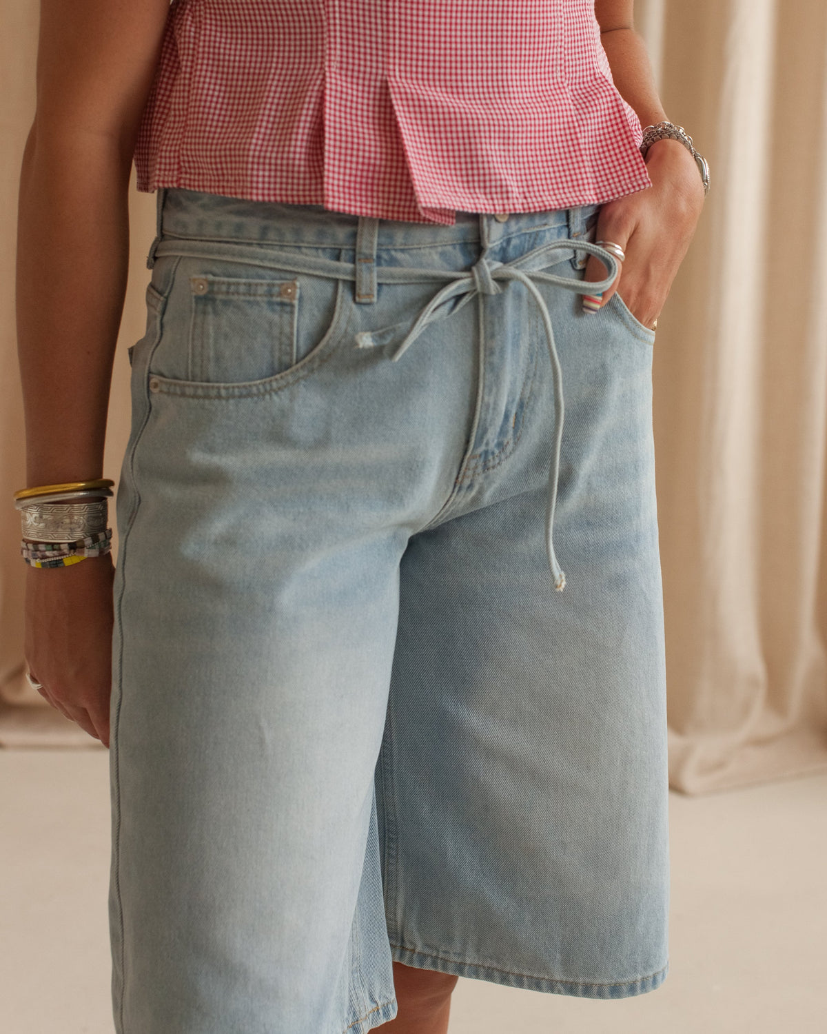 High-Rise Denim Shorts