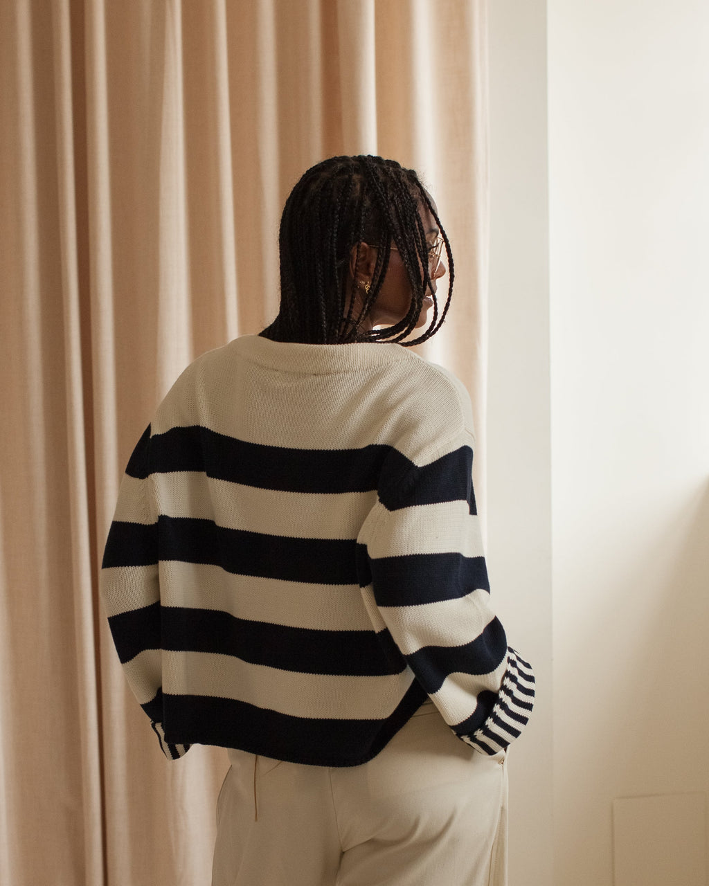 Navy Stripe Crewneck Sweater