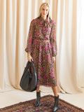 Paisley Balloon Sleeve Midi Dress