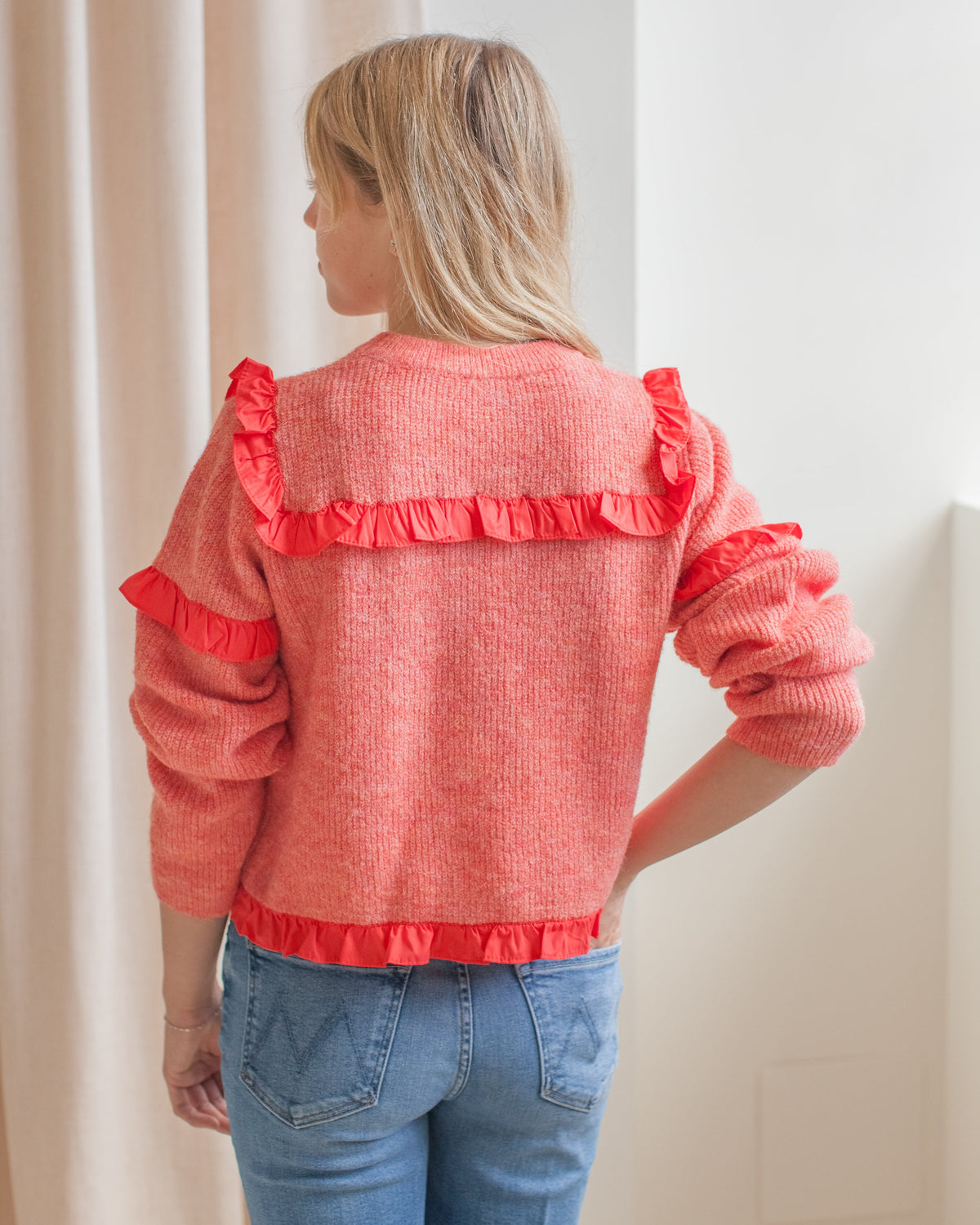 Ruffle Crew Neck Sweater