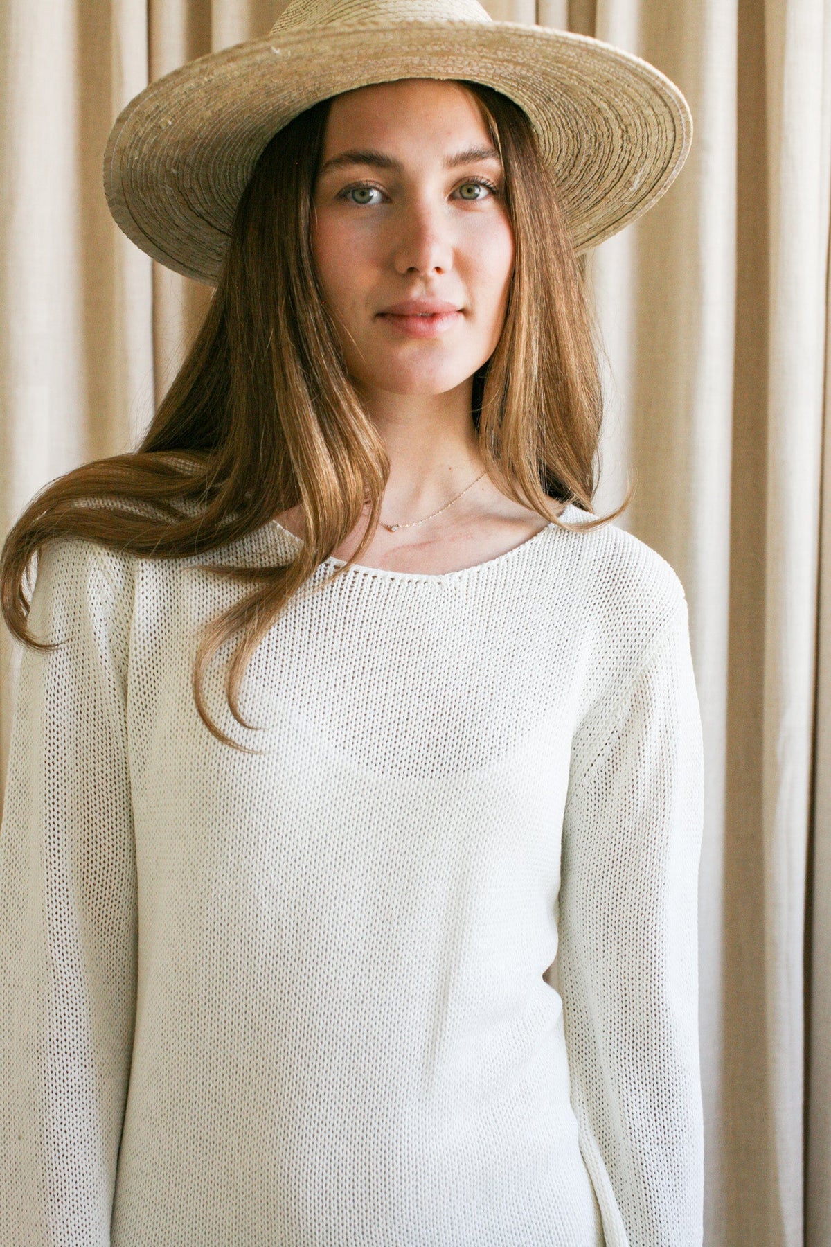 Open Knit Midi Dress with Slip
