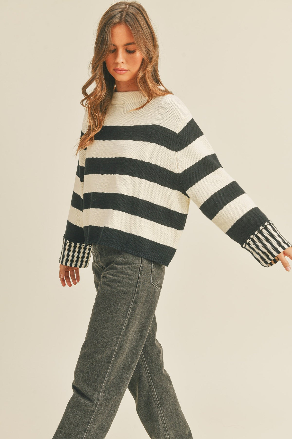 Navy Stripe Crewneck Sweater