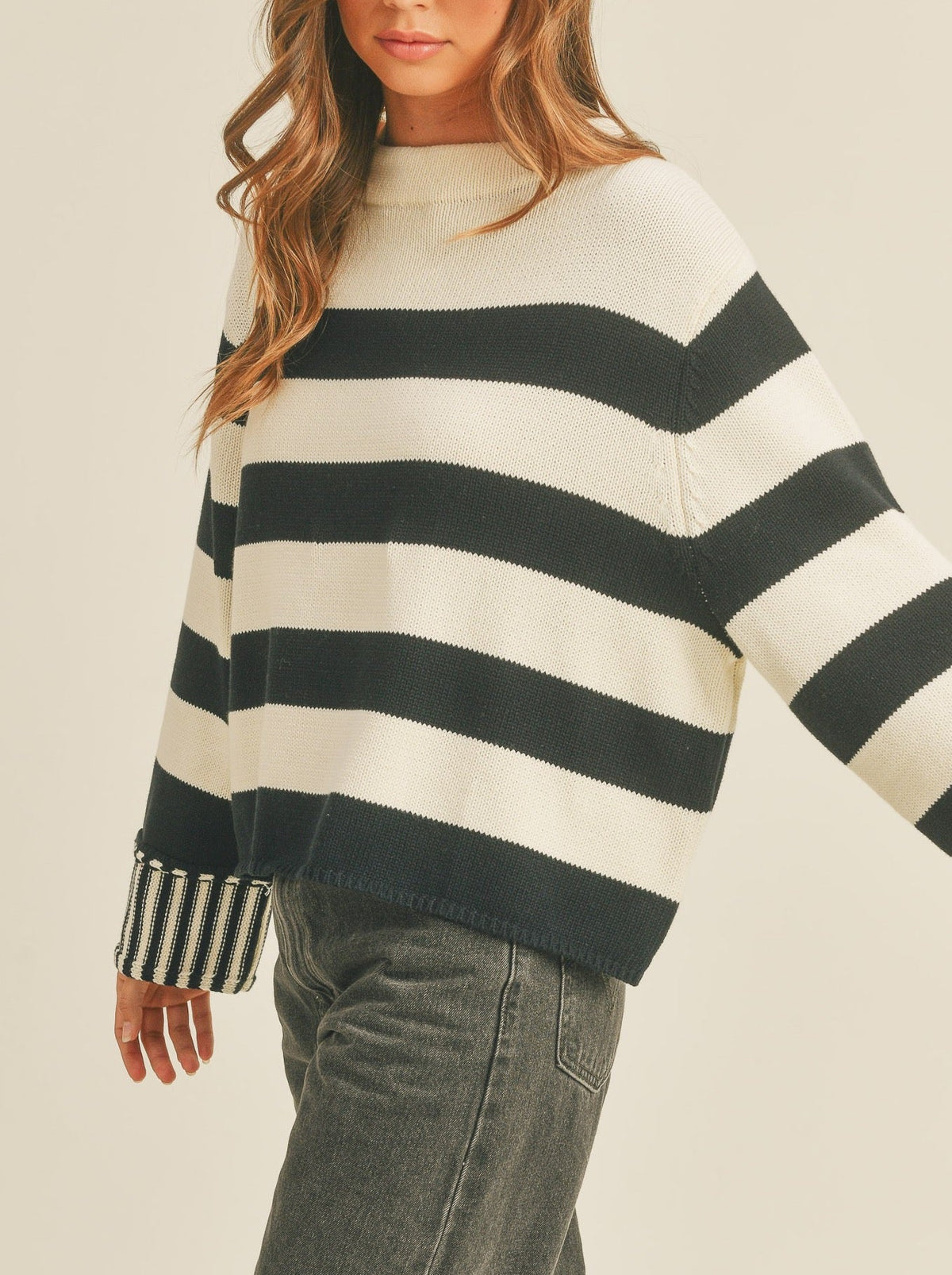 Navy Stripe Crewneck Sweater